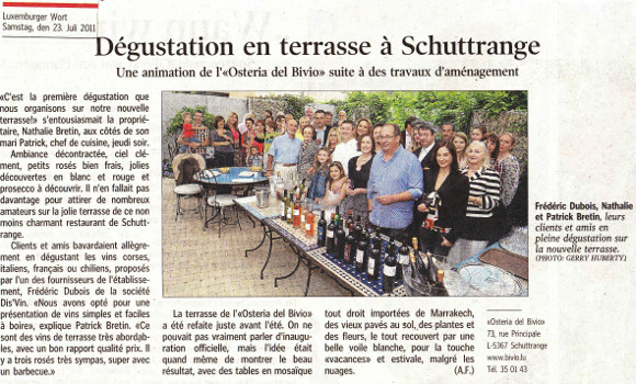 Article Wort dégustation de vins